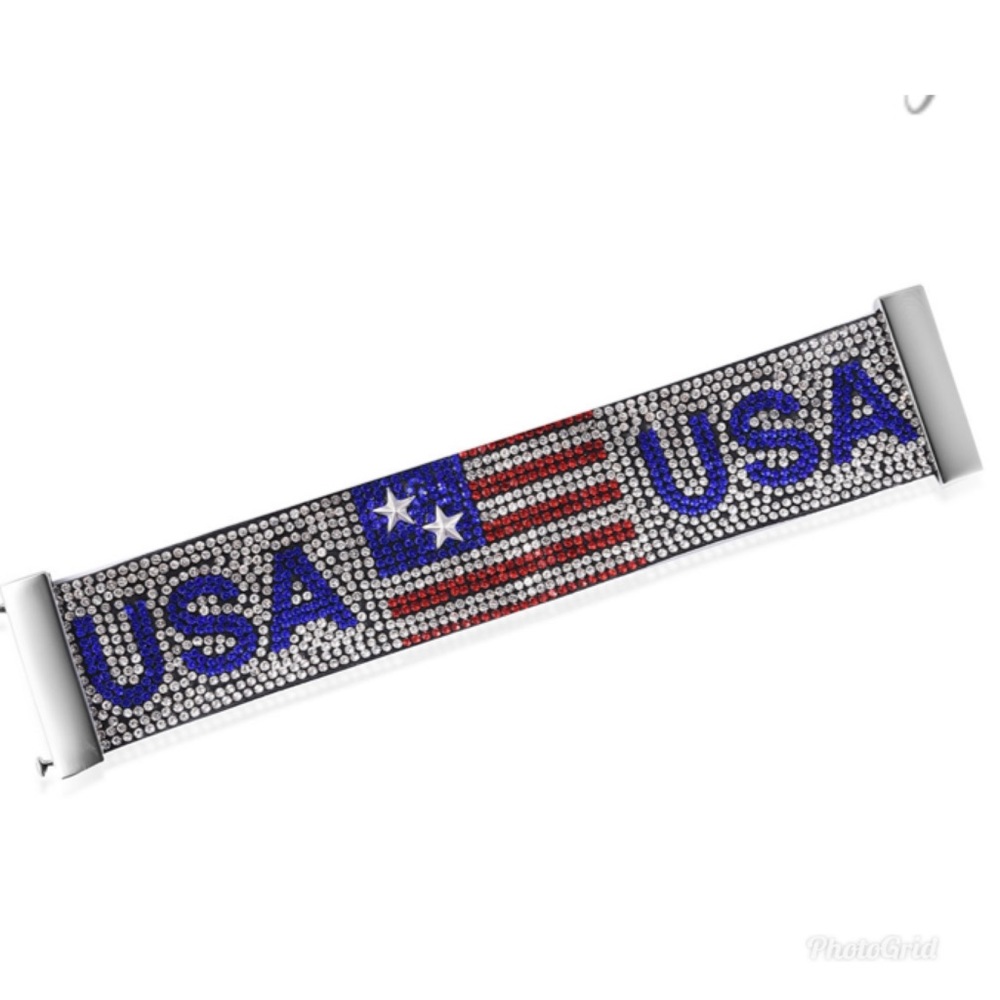 Red White & Blue Crystal Patriotic USA Bracelet